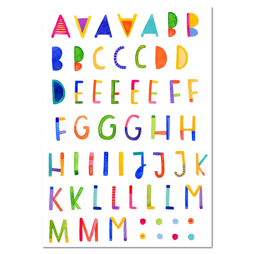 Spülmaschinenfeste Sticker *ABC* (2 Bögen im Set)