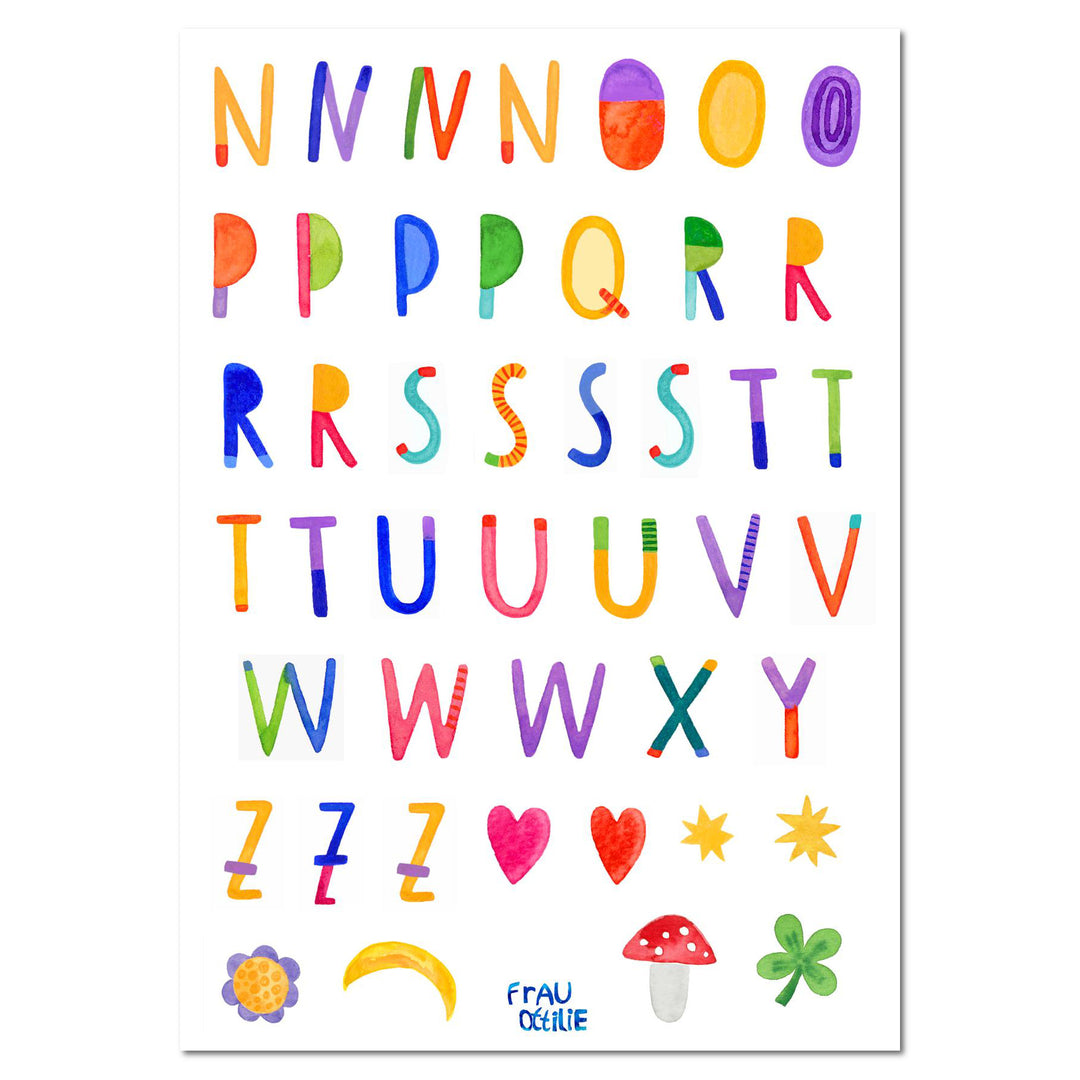 Spülmaschinenfeste Sticker *ABC* (2 Bögen im Set)