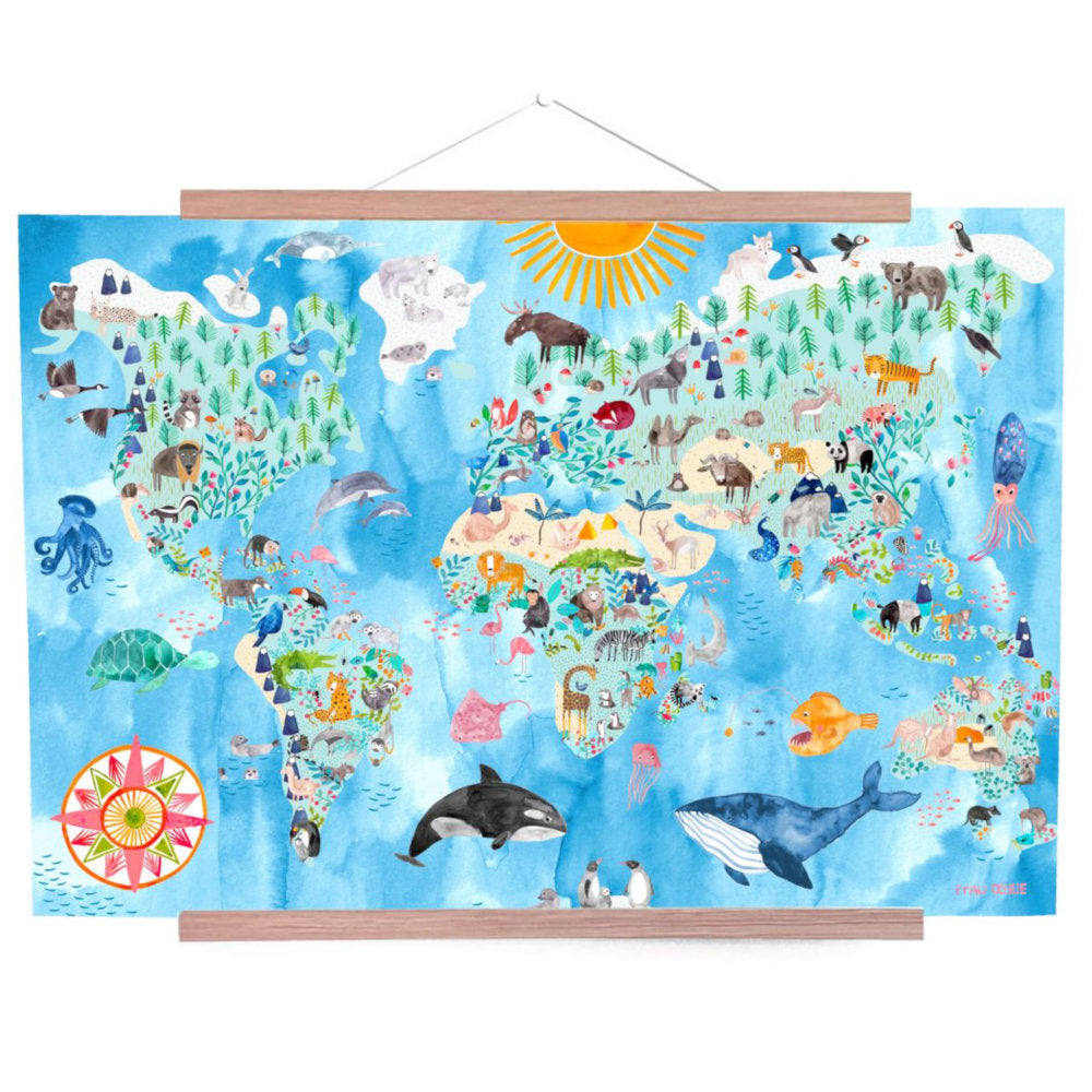 Weltkarte für Kinder mit Posterleiste
